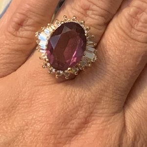 14kt gold electroplate Amethyst with round and emerald cut cz’s